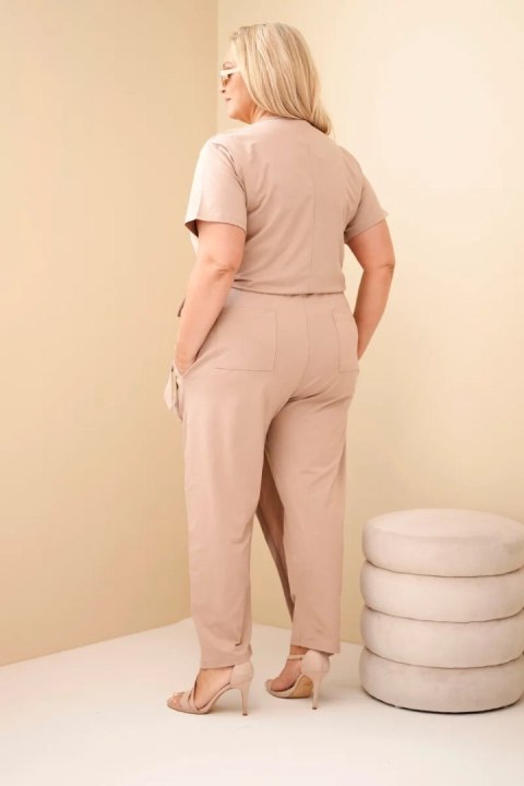 Kombinezon damski bawełniany Plus Size z wiązaniem w pasie fango