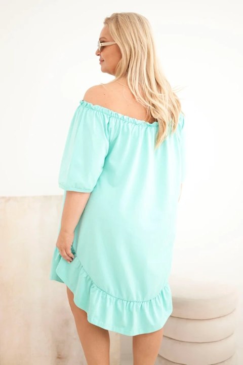 Sukienka damska Plus Size bawełniana z falbaną miętowa