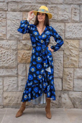 Sukienka "ANNA" długa - Blue Flowers - XS/S