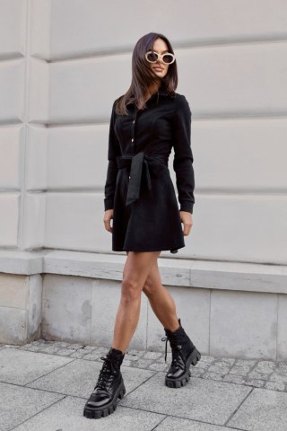 Sukienka koszulowa LANA - Czarny - M