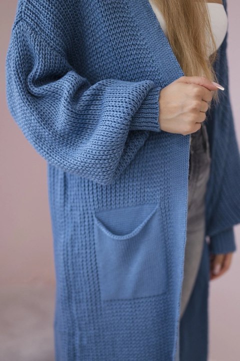 Sweter długi kardigan jeansowy