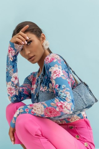 Bluzka SHIRA długi rękaw - blue flowers - L/XL
