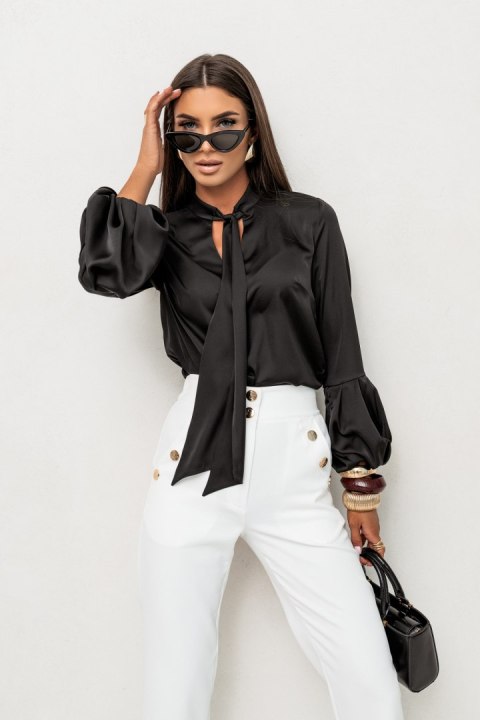 Koszula satynowa VIVIENNE - Czarny - L