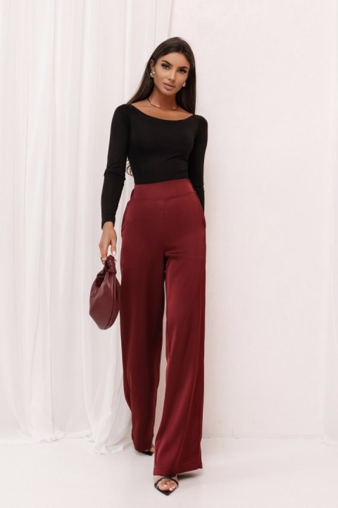 Spodnie satynowe DIVA - Bordo - L