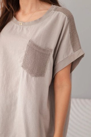 Bluzka damska bawełniana oversize z kieszenią i siateczką fango