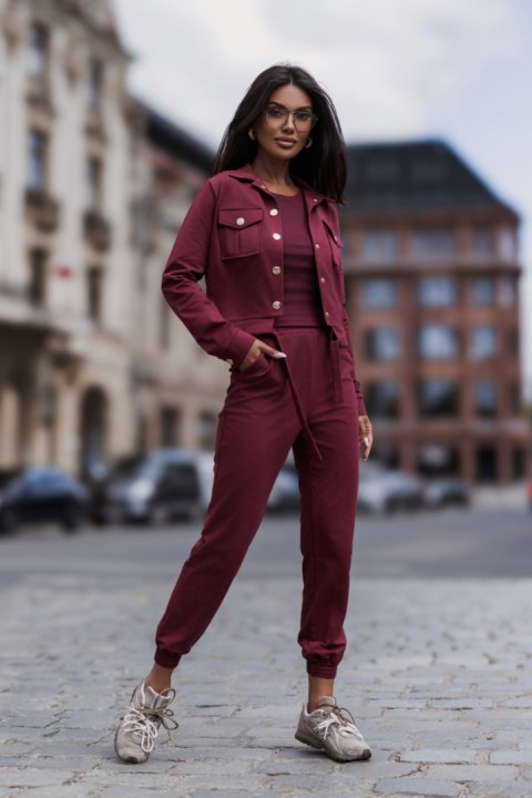 Milano 3 częściowy zestaw dresowy - Bordo - XS/S