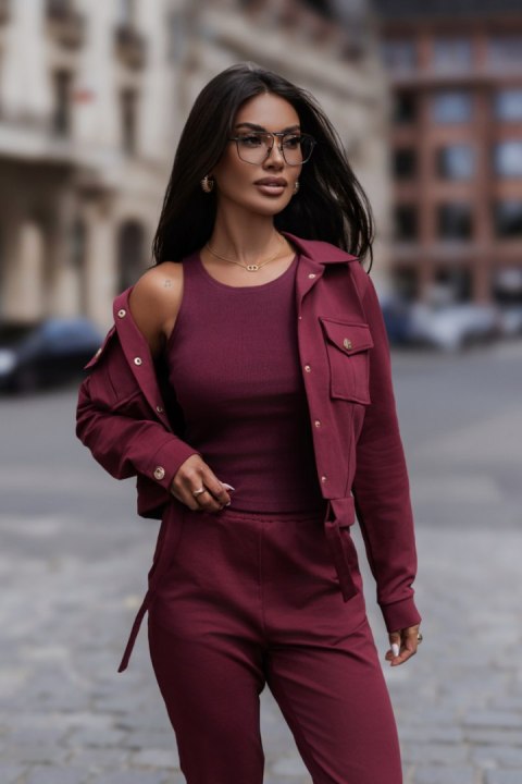 Milano 3 częściowy zestaw dresowy - Bordo - XS/S