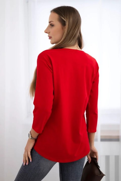 Bluzka z grafiką dziewczyny w okularach 3D czerwona