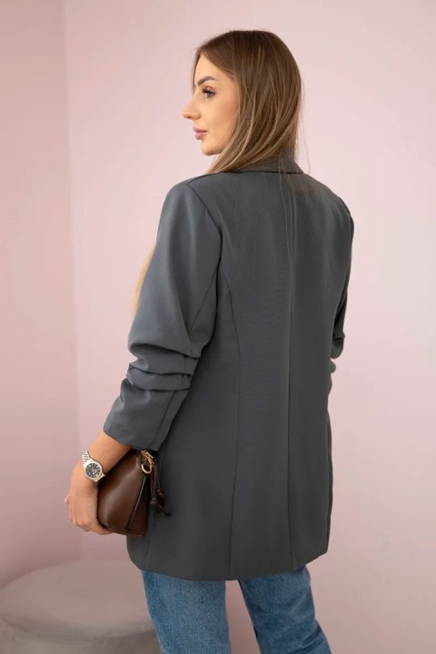Marynarka z klapami elegancka grafitowa