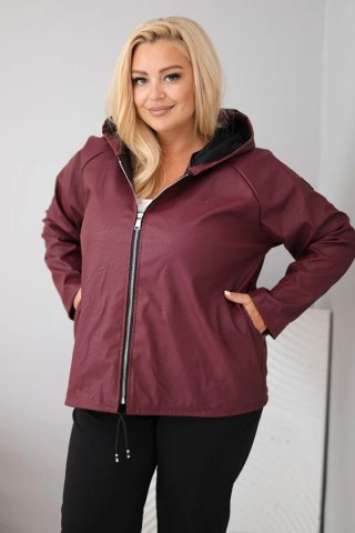Kurtka damska Plus Size z kapturem i regulowanym dołem bordowa