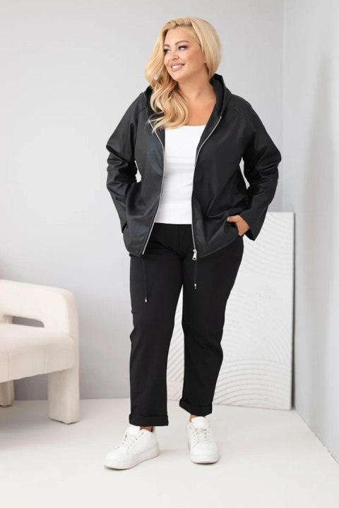 Kurtka damska Plus Size z kapturem i regulowanym dołem czarna