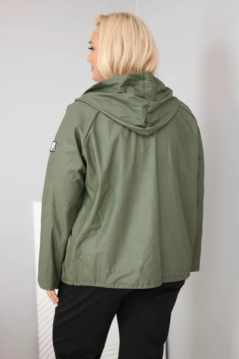 Kurtka damska Plus Size z kapturem i regulowanym dołem khaki