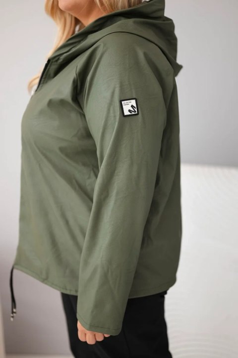 Kurtka damska Plus Size z kapturem i regulowanym dołem khaki