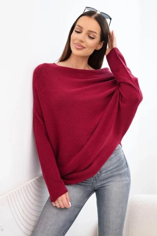 Sweter damski wiskozowy asymetryczny typu nietoperz bordowy