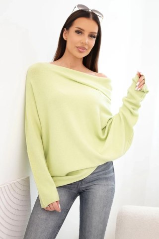 Sweter damski wiskozowy asymetryczny typu nietoperz pistacjowy
