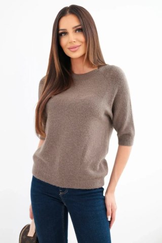 Sweter damski z baby alpaki z krótkim rękawem i okrągłym dekoltem fango