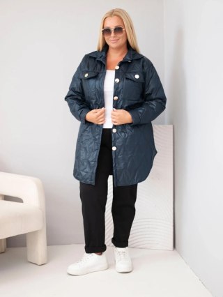Kurtka damska Plus Size pikowana z kołnierzem i kieszeniami granatowa