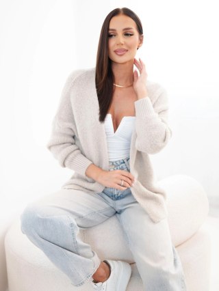 Sweter damski z alpaką bez zapięcia i długim rękawem beżowy