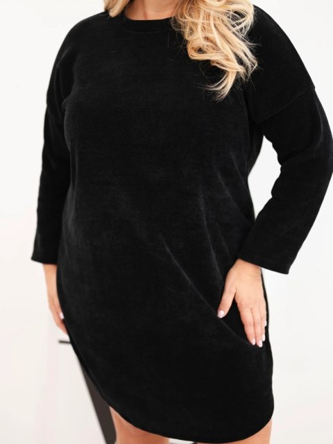 Sukienka damska Plus Size sztruksowa z luźnym fasonem czarna