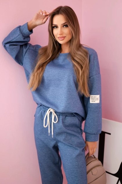 Komplet bluza + spodnie masełko jeansowy melanż