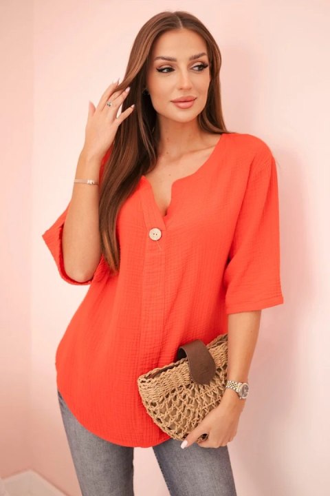 Koszula damska muślinowa z guzikiem czerwona