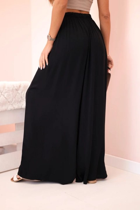 Spodnie damskie wiskozowe szerokie z gumką w pasie czarne