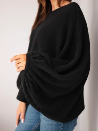 Sweter damski z dodatkiem alpaki oversize czarny