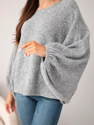 Sweter damski z dodatkiem alpaki oversize szary