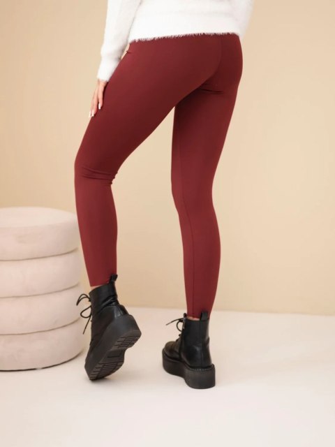 Legginsy damskie z wysokim stanem bordowe