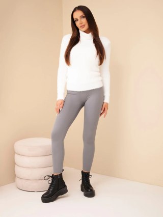 Legginsy damskie z wysokim stanem szare