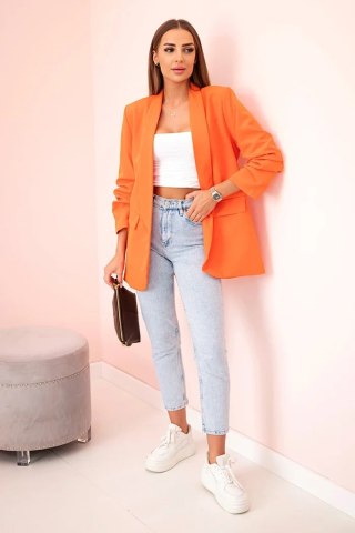 Marynarka z klapami elegancka ciemno pomarańczowa