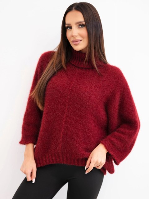 Sweter z golfem bordowy