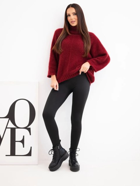 Sweter z golfem bordowy