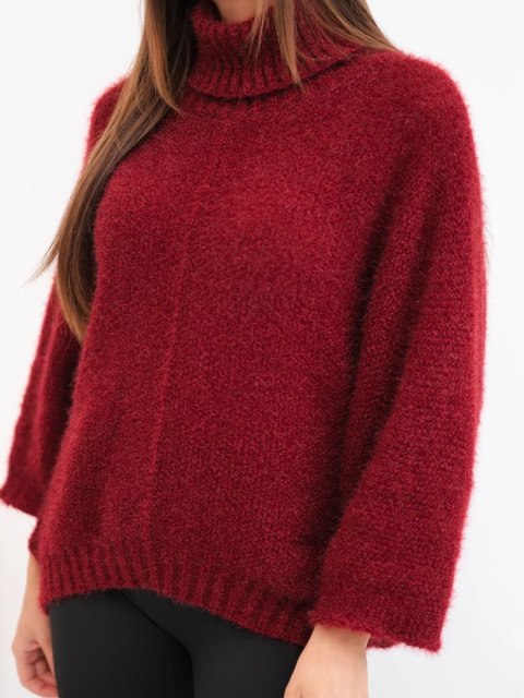 Sweter z golfem bordowy