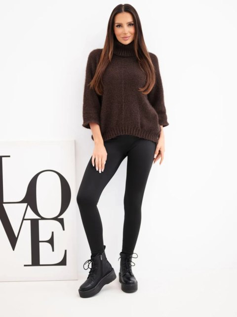 Sweter z golfem brązowy