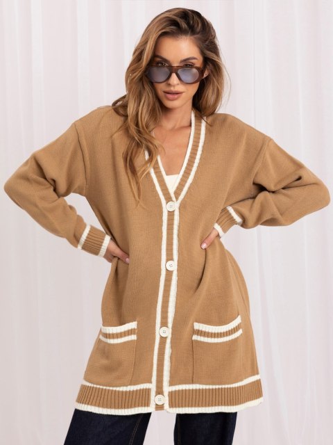 Dłuższy Sweter Rozpinany z Kieszeniami RUE PARIS LC-SW-0333.06X