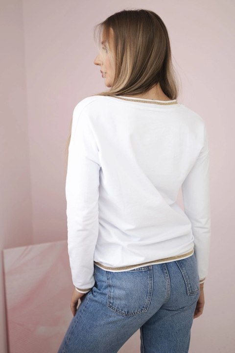 Bluza damska z napisem z cekinami biała