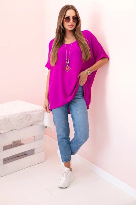 Bluzka oversize z wisiorkiem bakłażanowa