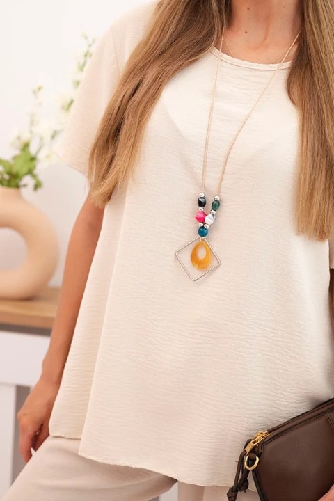 Komplet damska z luźną bluzką i szerokimi spodniami beżowy