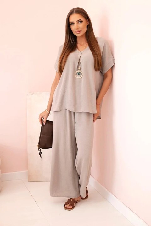 Komplet z naszyjnikiem bluzka + spodnie fango