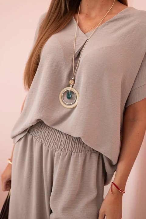 Komplet z naszyjnikiem bluzka + spodnie fango