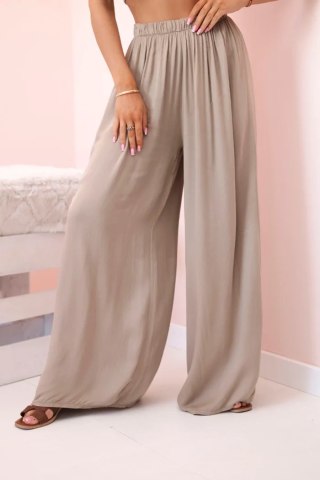 Spodnie damskie wiskozowe szerokie z gumką w pasie camelowe