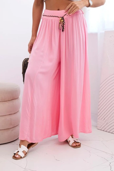 Spodnie damskie z wiskozy z szeroką nogawką cukierkowy róż