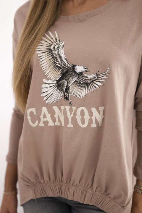 Bluzka damska z orłem i napisem Canyon camelowa