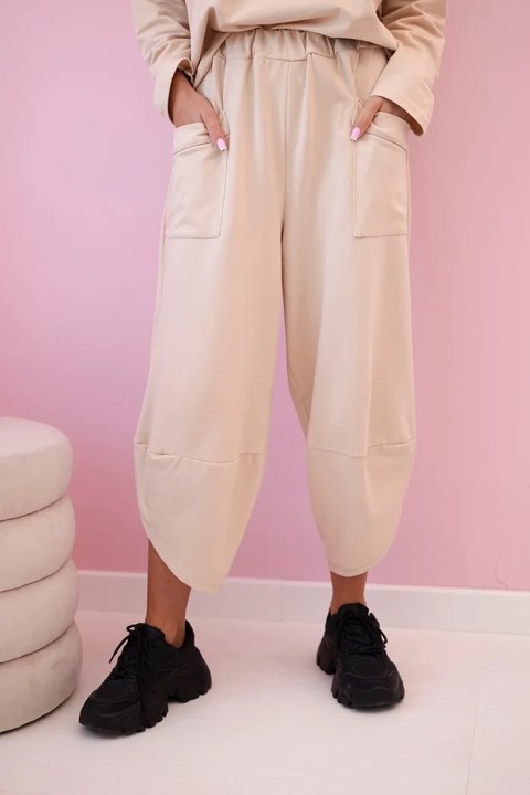 Komplet bawełniany bluza + spodnie ciemny beżowy