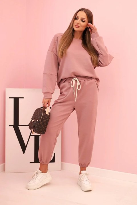 Komplet bluza + spodnie masełko ciemny różowy