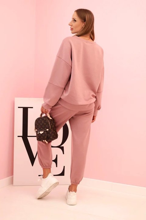Komplet bluza + spodnie masełko ciemny różowy