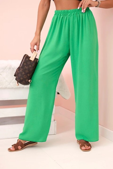 Spodnie z szeroką nogawką jasno zielone