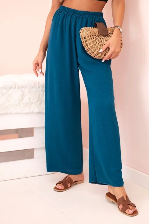 Spodnie z szeroką nogawką morskie