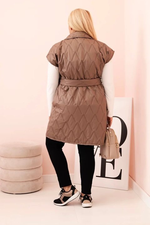 Pikowana kamizelka damska plus size w kolorze fango
